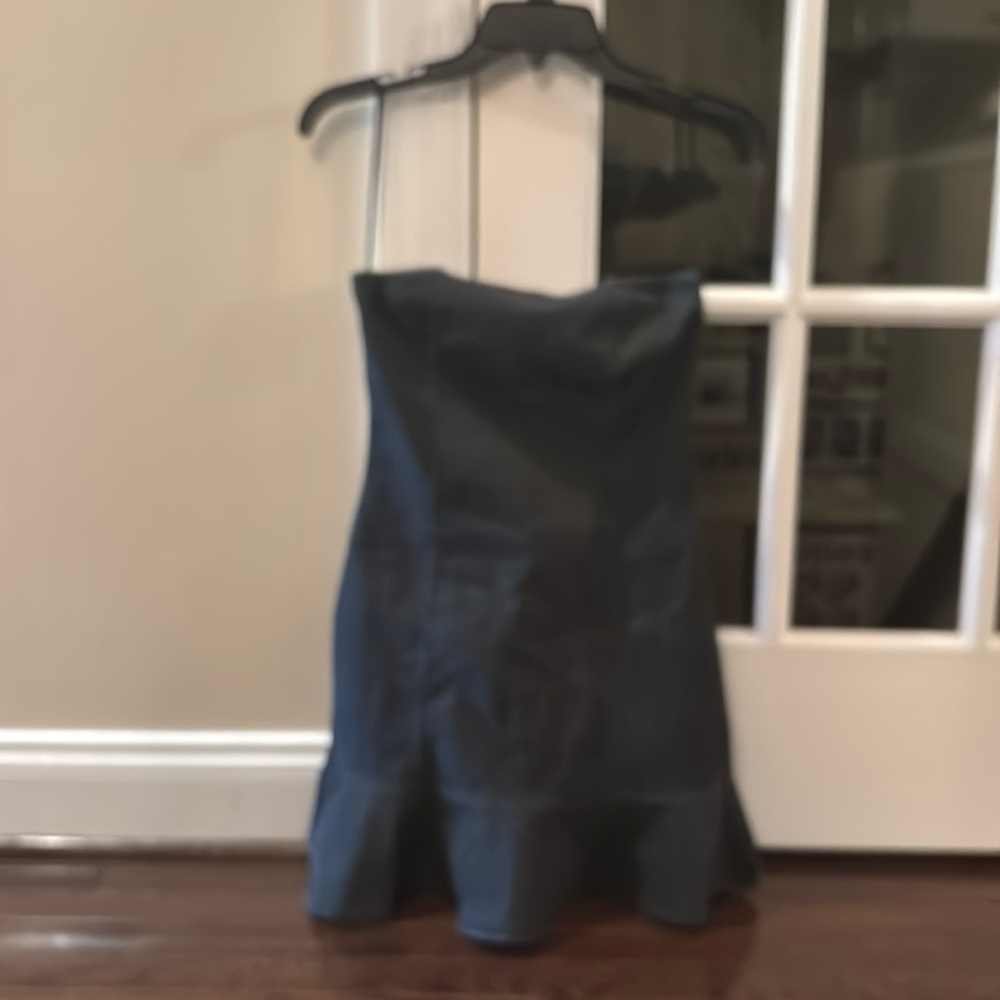 Strapless denim mini dress